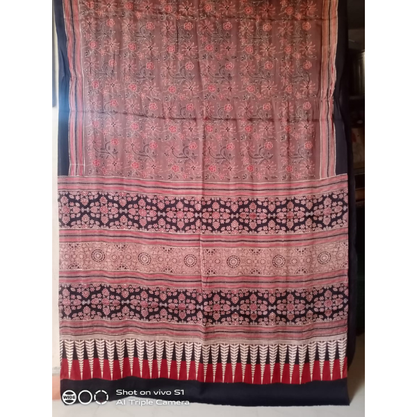 Ajrakh Block print Saree 